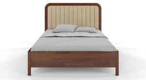 Tapicerowane łóżko drewniane sosnowe Visby MODENA z wysokim zagłówkiem / 200x200 cm, kolor orzech, zagłówek Casablanca 2302