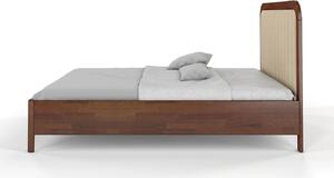 Tapicerowane łóżko drewniane sosnowe Visby MODENA z wysokim zagłówkiem / 200x200 cm, kolor orzech, zagłówek Casablanca 2302