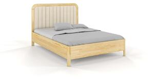 Tapicerowane łóżko drewniane sosnowe Visby MODENA z wysokim zagłówkiem / 200x200 cm, kolor naturalny, zagłówek Casablanca 2301