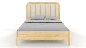 Tapicerowane łóżko drewniane sosnowe Visby MODENA z wysokim zagłówkiem / 200x200 cm, kolor naturalny, zagłówek Casablanca 2301