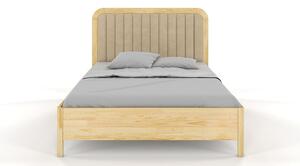 Tapicerowane łóżko drewniane sosnowe Visby MODENA z wysokim zagłówkiem / 200x200 cm, kolor naturalny, zagłówek Casablanca 2302