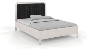 Tapicerowane łóżko drewniane sosnowe Visby MODENA z wysokim zagłówkiem / 200x200 cm, kolor biały, zagłówek Casablanca 2316