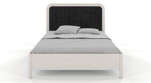 Tapicerowane łóżko drewniane sosnowe Visby MODENA z wysokim zagłówkiem / 200x200 cm, kolor biały, zagłówek Casablanca 2316