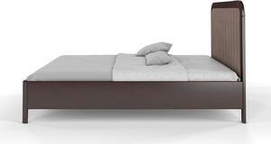 Tapicerowane łóżko drewniane bukowe Visby MODENA z wysokim zagłówkiem / 200x200 cm, kolor palisander, zagłówek Casablanca 2306