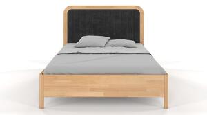 Tapicerowane łóżko drewniane bukowe Visby MODENA z wysokim zagłówkiem / 200x200 cm, kolor naturalny, zagłówek Casablanca 2315
