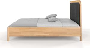 Tapicerowane łóżko drewniane bukowe Visby MODENA z wysokim zagłówkiem / 200x200 cm, kolor naturalny, zagłówek Casablanca 2315