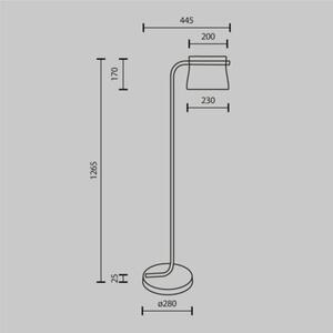 Lampa stojąca podłogowa nowoczesna mosiężno-przezroczysta zagięty trzon LED 8W CABARET Maytoni