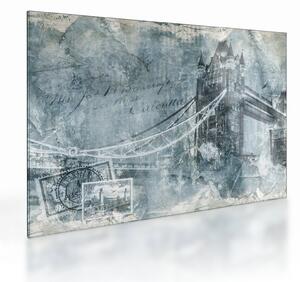 Obraz na szkle - Tower Bridge w chłodnych odcieniach (70x50 cm)