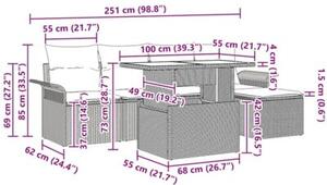 Zestaw Mebli Ogrodowych Komplet Wypoczynkowy Z Poduszkami 6-Częściowy Szary Rattan Na Taras Balkon Ogród