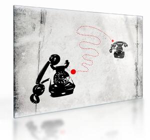 Obraz na szkle - Rysunek telefonu w stylu Banksy (70x50 cm)