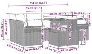 Zestaw Mebli Ogrodowych Komplet Wypoczynkowy Z Poduszkami 7-Częściowy Czarny Rattan Na Taras Balkon Ogród
