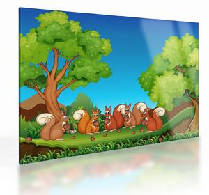 Obraz na szkle - Wesołe wiewiórki (70x50 cm)