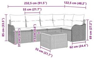Zestaw Mebli Ogrodowych Komplet Wypoczynkowy Narożny Z Poduszkami 6-Częściowy Czarny Rattan Na Taras Balkon Ogród