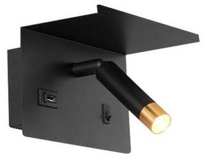 Illumaxx Kinkiet punktowy z półką i USB ładowarką 1xG9/35W/230V czarny/złoty OS0032