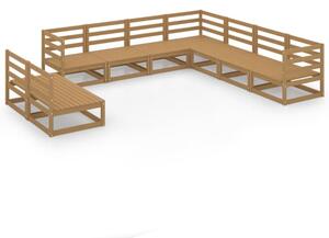 Zestaw Mebli Ogrodowych Komplet Wypoczynkowy 9-Częściowy Brązowy Drewno Na Taras Balkon Ogród