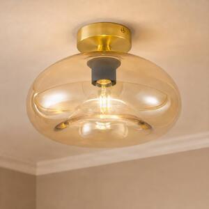 Lampa sufitowa Zehra Lindby, możliwość ściemniania, kremowy / amber, salon / jadalnia, szkło, vintage