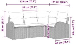 Zestaw Mebli Ogrodowych Komplet Wypoczynkowy Z Poduszkami Szary Rattan Na Taras Balkon Ogród