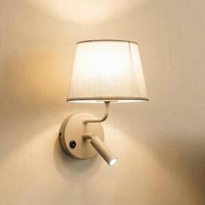 Kinkiet Maja, piaskowy, tekstylny, lampka do czytania, wysokość 25 cm Maja TK Lighting, możliwość ściemniania, kremowy / amber, sypialnia, tkanina / materiał / jedwab