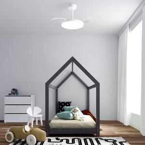 Mantra Iluminación Wentylator sufitowy LED Slim Mini, biały, DC, cichy, CCT, 106 cm możliwość ściemniania, biały / opal, salon / jadalnia, metal, nowoczesny