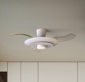 Mantra Iluminación Wentylator sufitowy LED Kyoto, biały, DC, cichy, CCT, 106 cm możliwość ściemniania, biały / opal, salon / jadalnia, metal, nowoczesny