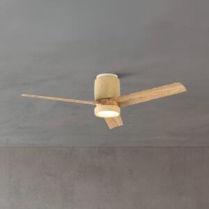 Mantra Iluminación Wentylator sufitowy LED Ceramica M, beżowy/drewno, DC, cichy, CCT możliwość ściemniania, kremowy / amber, salon / jadalnia, metal, nowoczesny