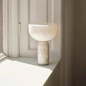 New Works Lampa stołowa LED Kizu, możliwość ściemniania, kremowy / amber, salon / jadalnia, kamień, design
