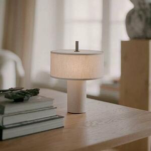 New Works Lampa stołowa LED Margin, możliwość ściemniania, kremowy / amber, salon / jadalnia, tkanina / materiał / jedwab, skandynawski