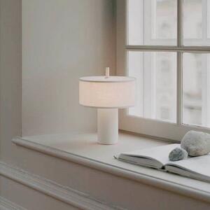 New Works Lampa stołowa Margin, możliwość ściemniania, biały / opal, salon / jadalnia, tkanina / materiał / jedwab, skandynawski