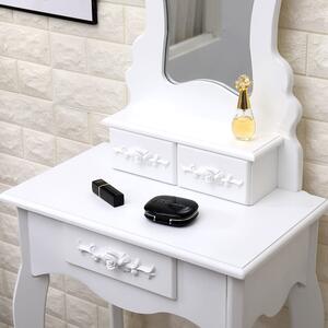 MebleMWM Toaletka kosmetyczna MIRELLA | Biały | Lustro + taboret | Outlet