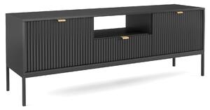 Szafka RTV New Black 154 cm czarna pod telewizor ryflowane fronty