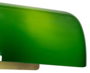 Klasyczny Kinkiet / Lampa scienna notarialny mosiężny z zielonym szkłem - Banker Oswietlenie wewnetrzne