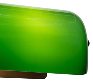 Klasyczny Kinkiet / Lampa scienna notarialny w kolorze ciemnego brązu z zielonym szkłem - Banker Oswietlenie wewnetrzne
