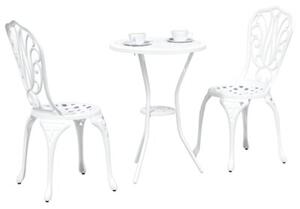 Zestaw Mebli Ogrodowych Bistro 3-Częściowy Biały Aluminium Na Taras Balkon Ogród