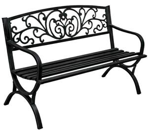 LEAN 29321 Metalowa ławka ogrodowa 127 × 60 × 85 cm, czarna