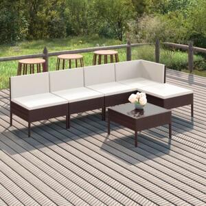 Zestaw Mebli Ogrodowych Komplet Wypoczynkowy Z Poduszkami 6-Częściowy Brązowy Rattan Na Taras Balkon Ogród