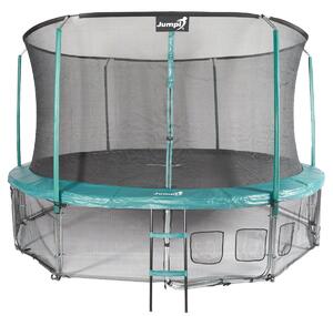 Trampolina Ogrodowa Jumpi 435cm/14FT Maxy Comfort Zielona Z Wewnętrzną Siatką