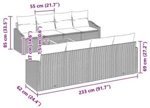 Zestaw Mebli Ogrodowych Komplet Wypoczynkowy Z Poduszkami 9-Częściowy Czarny Rattan Na Taras Balkon Ogród