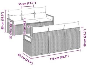 Zestaw Mebli Ogrodowych Komplet Wypoczynkowy Z Poduszkami 7-Częściowy Czarny Rattan Na Taras Balkon Ogród