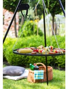 Grill na trójnogu z kołowrotkiem 180 cm, TRIVO, ruszt stal naturalna, 60 cm | TYLETEGOTU