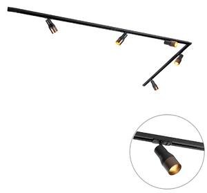 Nowoczesny system szynowy z 5 reflektorami czarny z ciemnym brązem 1-fazowy - Iconic Kohua