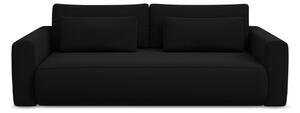 Czarna aksamitna rozkładana/ze schowkiem sofa 238 cm Kapua – Makamii