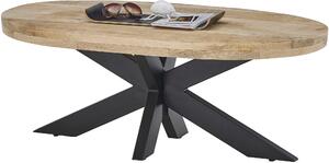 Owalny stolik kawowy z blatem z drewna mango 120x60 cm