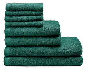 Ciemnozielone bawełniane ręczniki zestaw 8 szt. szybkoschnące/frotte Quick Dry – Catherine Lansfield