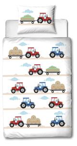 Dziecięca pościel flanelowa TRACTOR biała Rozmiar pościeli: 80 x 80 cm | 135 x 200 cm