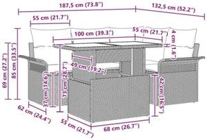 Zestaw Mebli Ogrodowych Komplet Wypoczynkowy Z Poduszkami 5-Częściowy Beżowy Rattan Na Taras Balkon Ogród