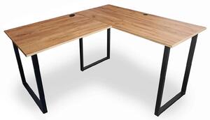 Loftowe biurko w kształcie litery L 90x180x60 dąb craft złoty P4-C70