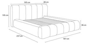 Beżowe tapicerowane łóżko dwuosobowe ze schowkiem i stelażem 140x190 cm Denali – Bobochic Paris