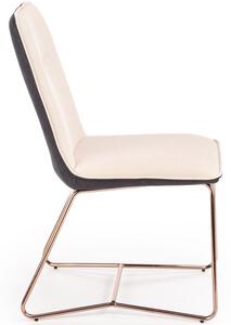 Krzesło do jadalni K390 z eco skóry - kremowy / ciemny popiel / różowe złoto