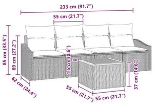 Zestaw Mebli Ogrodowych Komplet Wypoczynkowy 5-Częściowy Czarny Rattan Na Taras Balkon Ogród