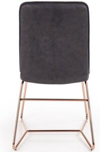 Krzesło do jadalni K390 z eco skóry - kremowy / ciemny popiel / różowe złoto